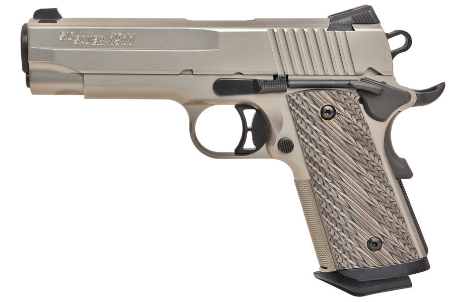 1911 Compact Nickel 45 ACP Centerfire Pistol with Night Sights