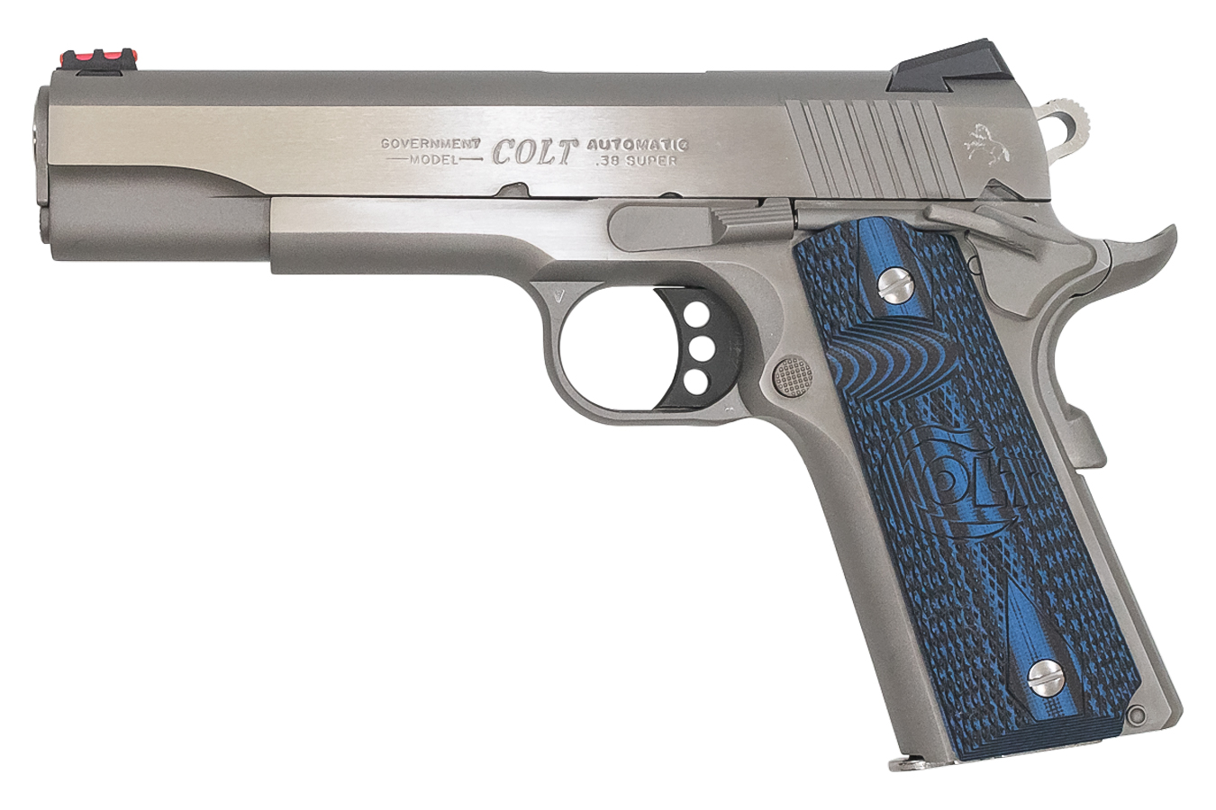 1911 Competition Stainless 38 Super Semi-Auto Pistol with Black/Blue G10 Grips
