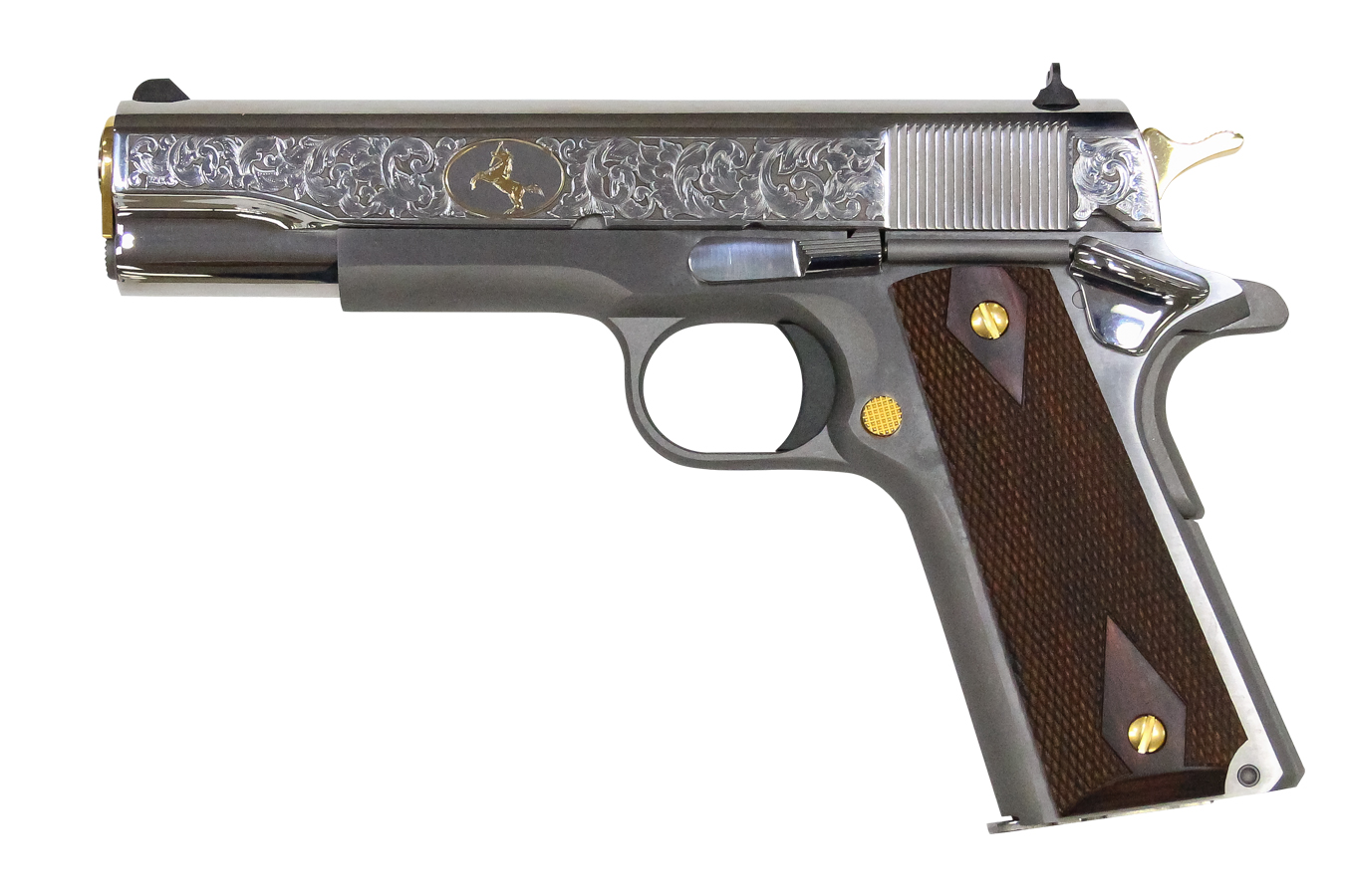1911 Heritage .38 Super Full-Size Stainless Pistol with Custom Scroll Engraving