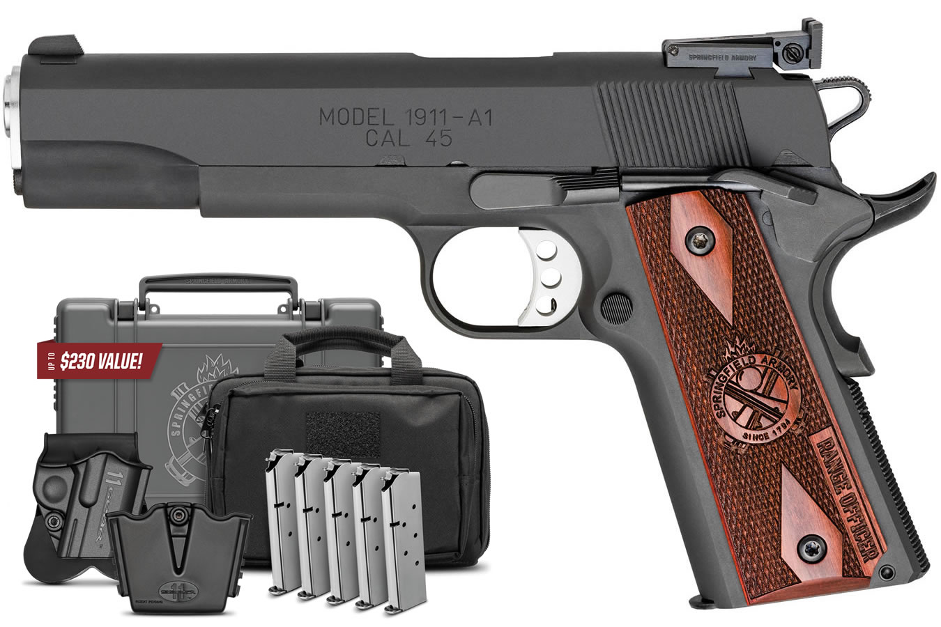 1911 Range Officer 45 ACP with Adjustable Target Sight and Instant Gear Up Packa