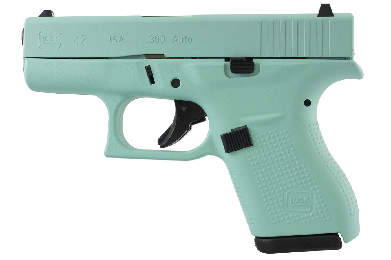 42 .380 Auto Eggshell Blue Cerakote Single Stack Pistol