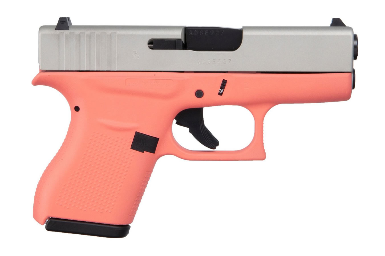 43 9mm Carry Conceal Pistol with Cerakote Coral Grip Frame