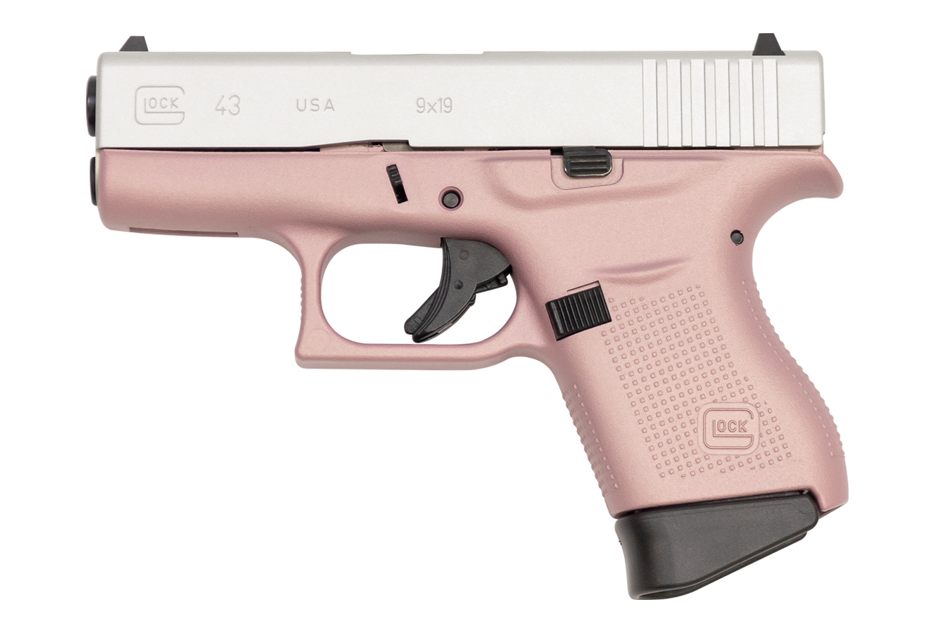 43 9mm Carry Conceal PIstol with Cerakote Pink Frame and Aluminum Slide