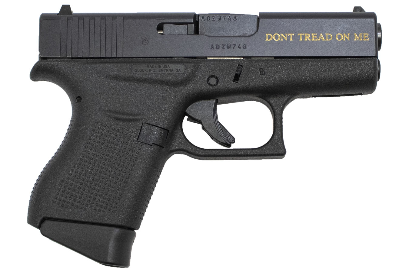 43 9mm Carry Conceal Pistol with Gadsen Snake and Dont Tread on Me Gold Engraving