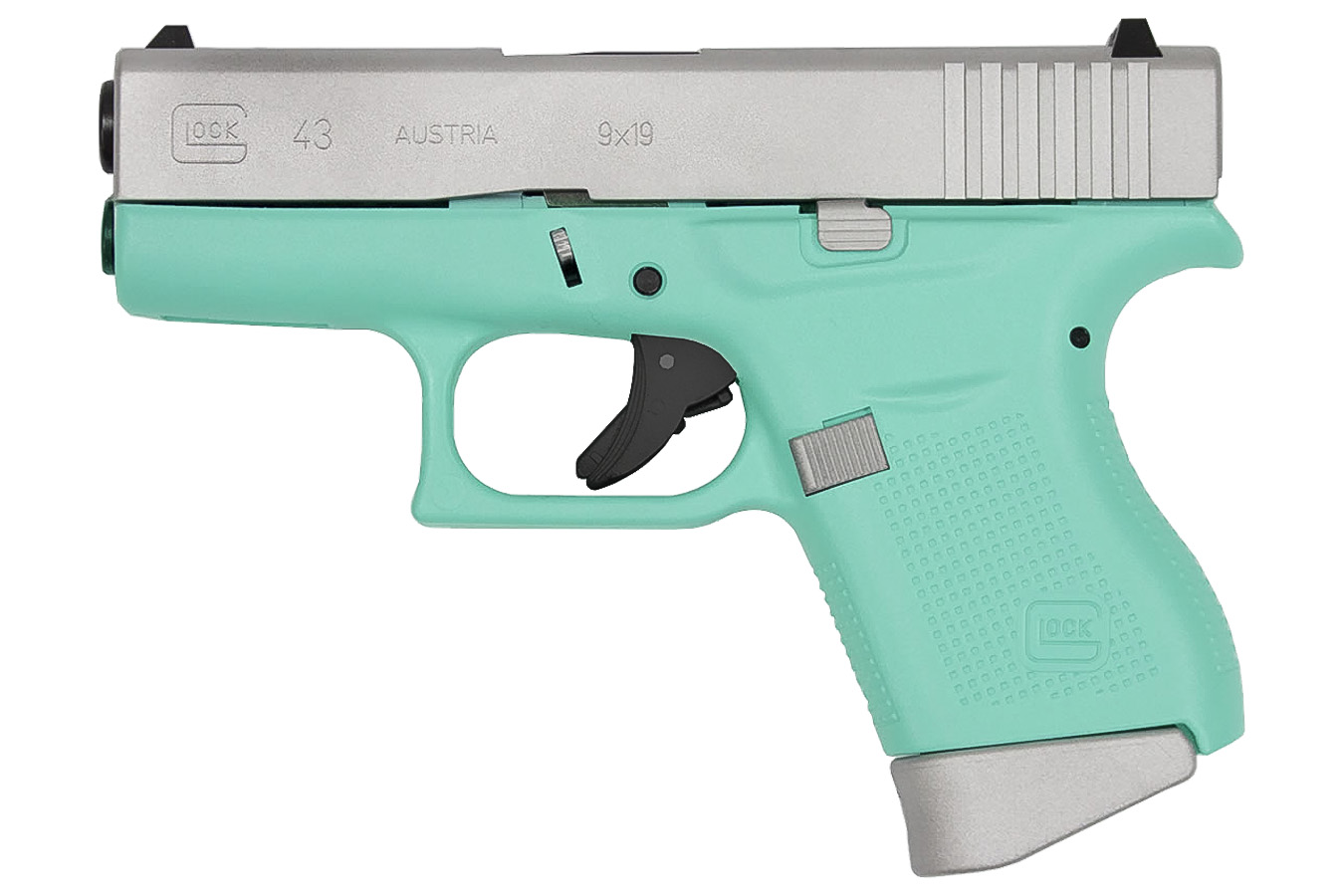 43 9mm Robins Egg Blue Cerakote Single Stack Pistol