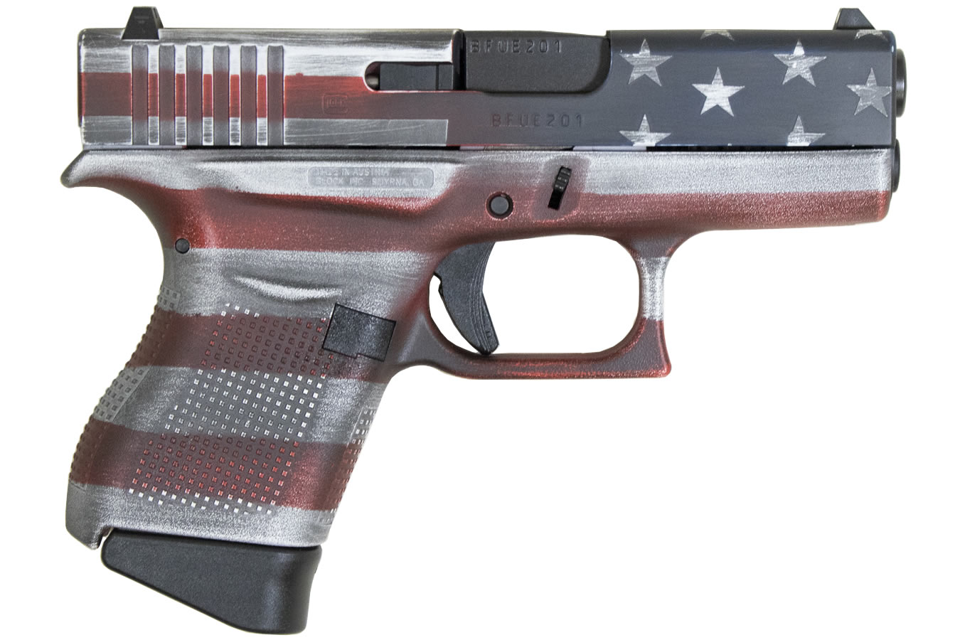43 9mm Single Stack Pistol with Cerakote Battleworn USA Flag Finish