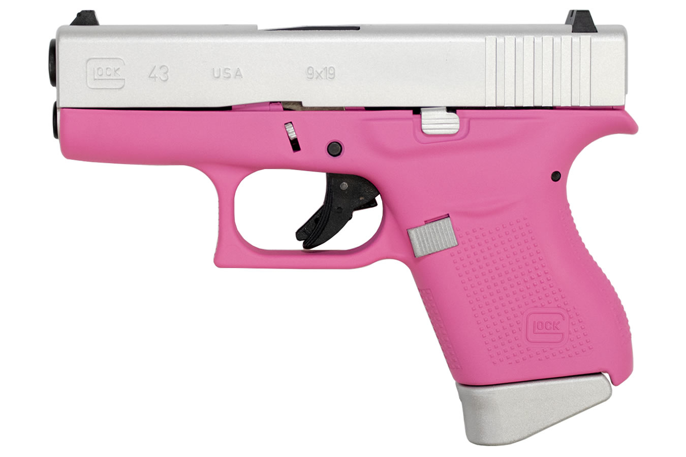 43 9mm Single-Stack Pistol with Cerakote Pink Frame and Aluminum Slide