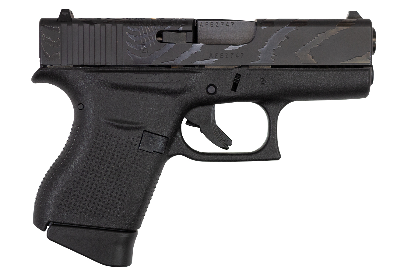 43 9mm Single Stack Pistol with Tiger Engraved Slide