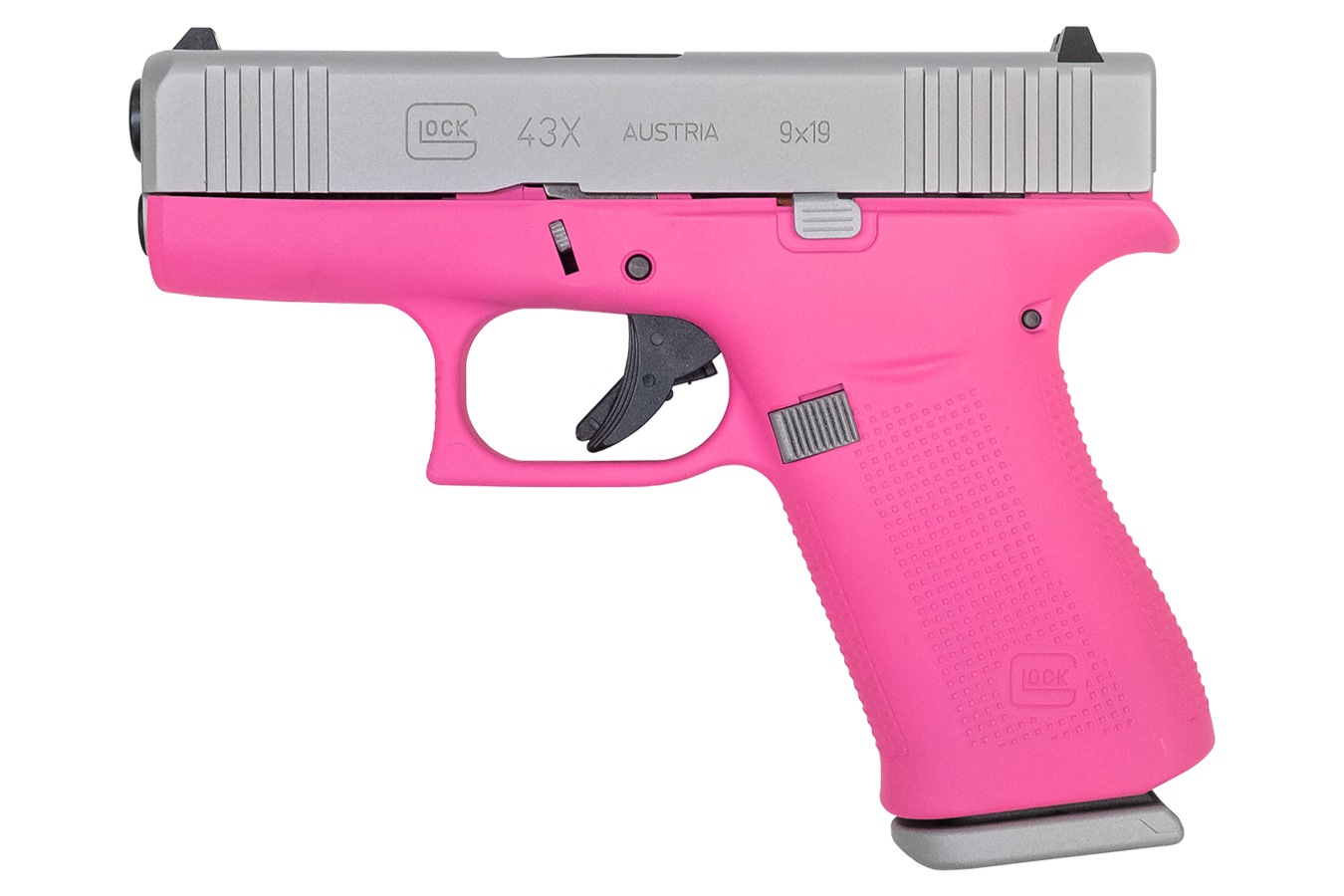 43X 9mm 10-Round Pistol with Prison Pink Frame and Silver PVD Slide
