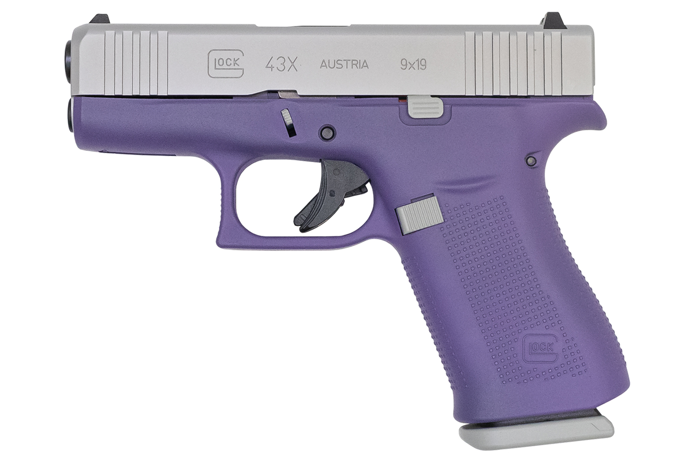 43X 9mm 10-Round Pistol with Purple Frame and Silver PVD Slide