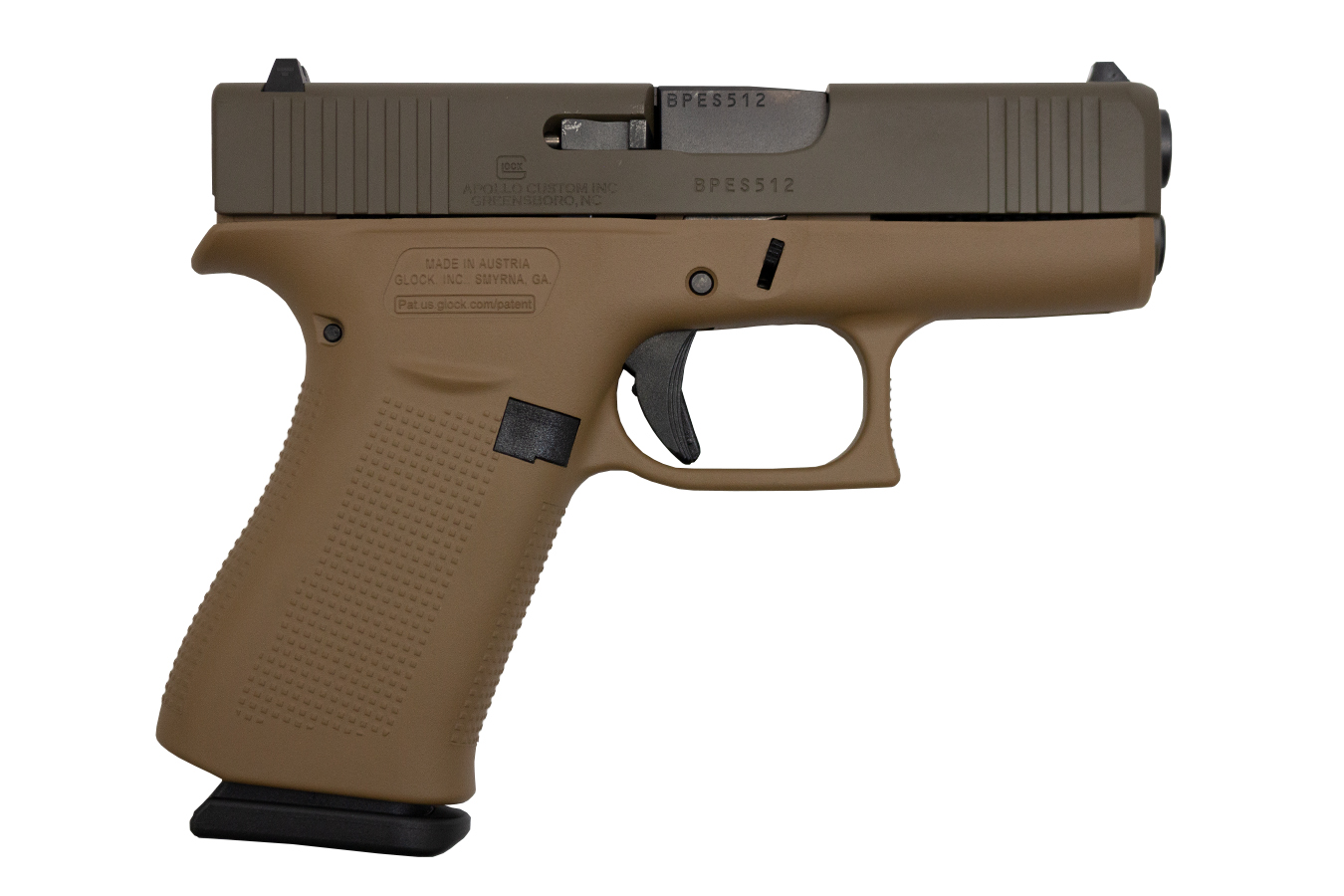 43x 9mm Pistol with Cerakote Dark Earth Frame and Patriot Brown Slide
