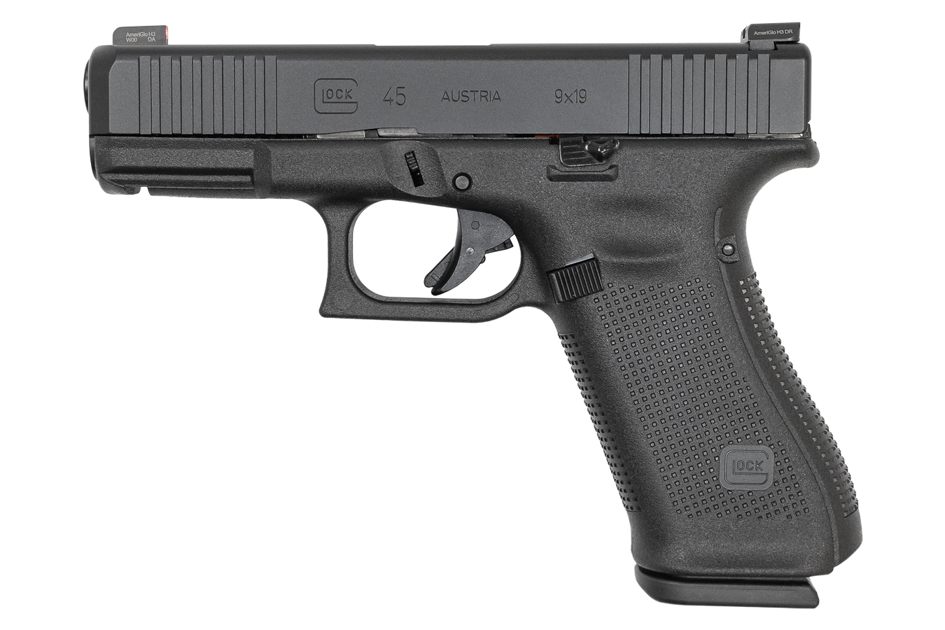 45 9mm Pistol with Front Slide Serrations and Ameriglo Bold Sights