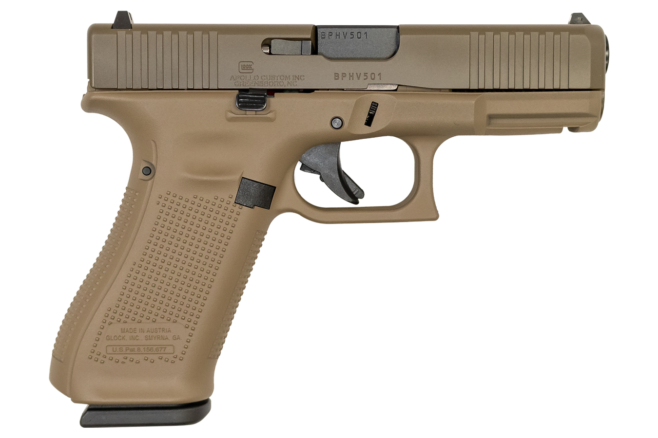 45 9mm Pistol with Front Slide Serrations, FDE Frame and Patriot Brown Slide Finish