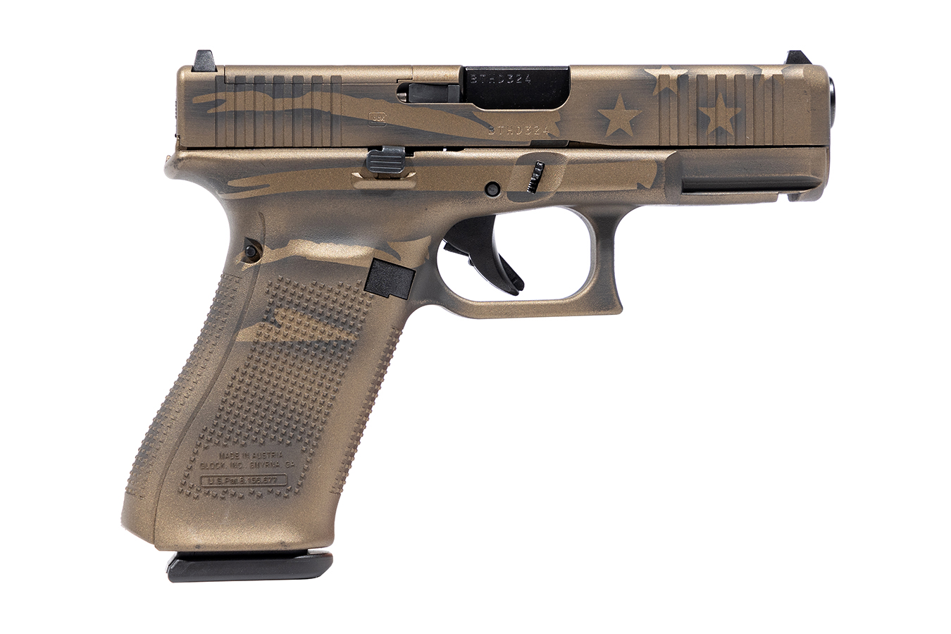 45 MOS 9mm Semi-Auto Pistol with Battle Worn Flag Cerakote Finish