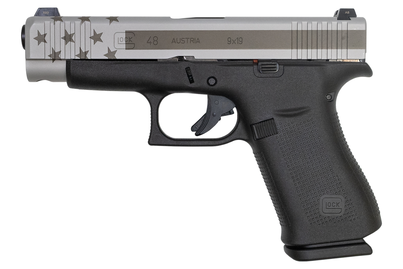 48 9mm 10-Round Pistol with Engraved Flag on Slide