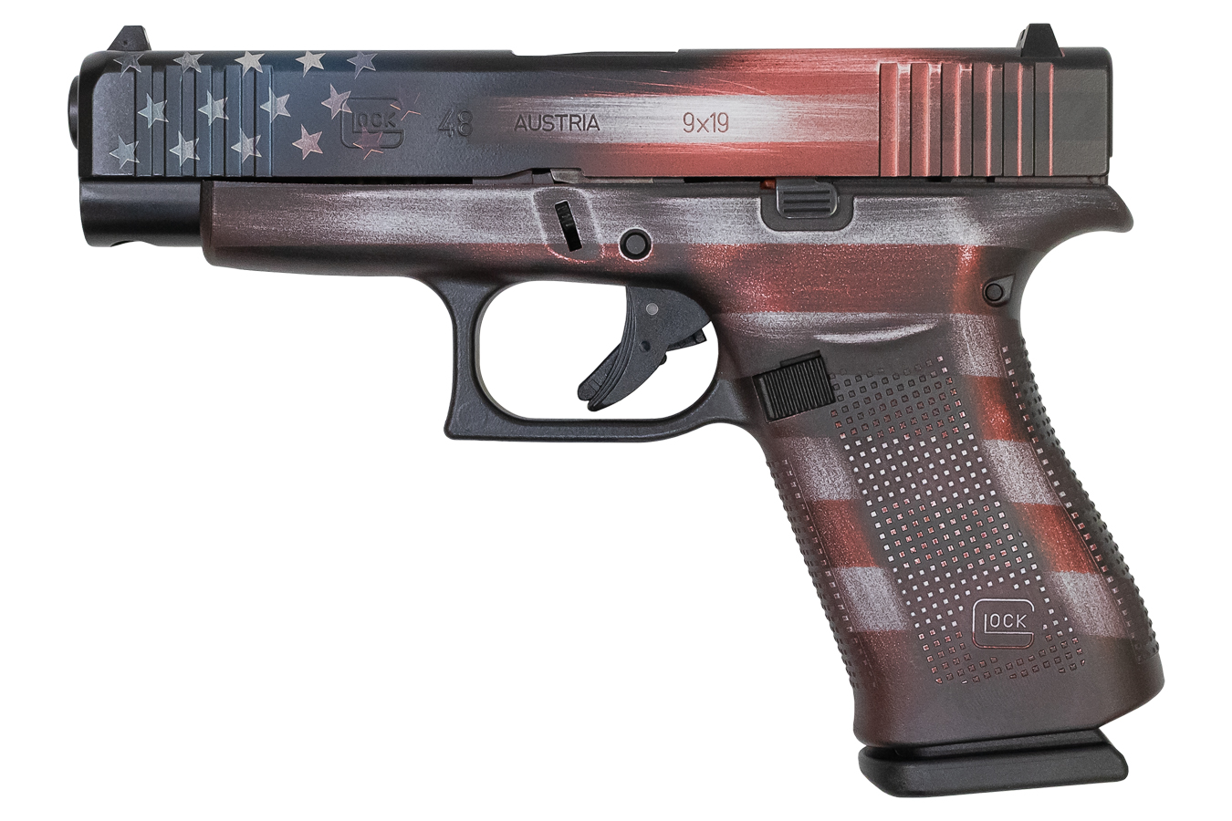 48 9mm Pistol with Battleworn USA Flag Cerakote Finish