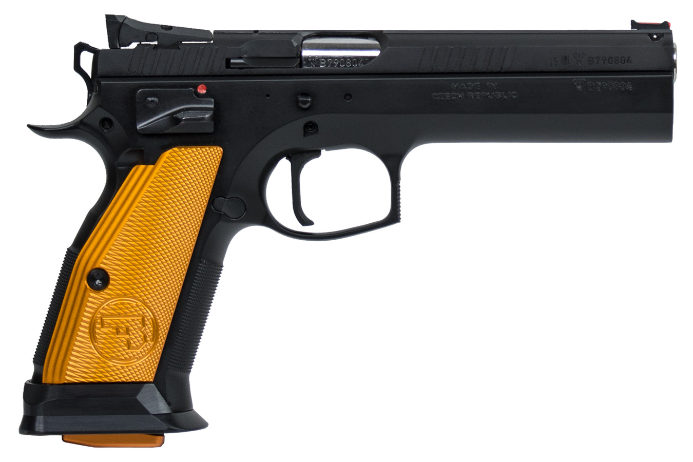 75 Tactical Sport 40 S&W Pistol with Orange Aluminum Grips