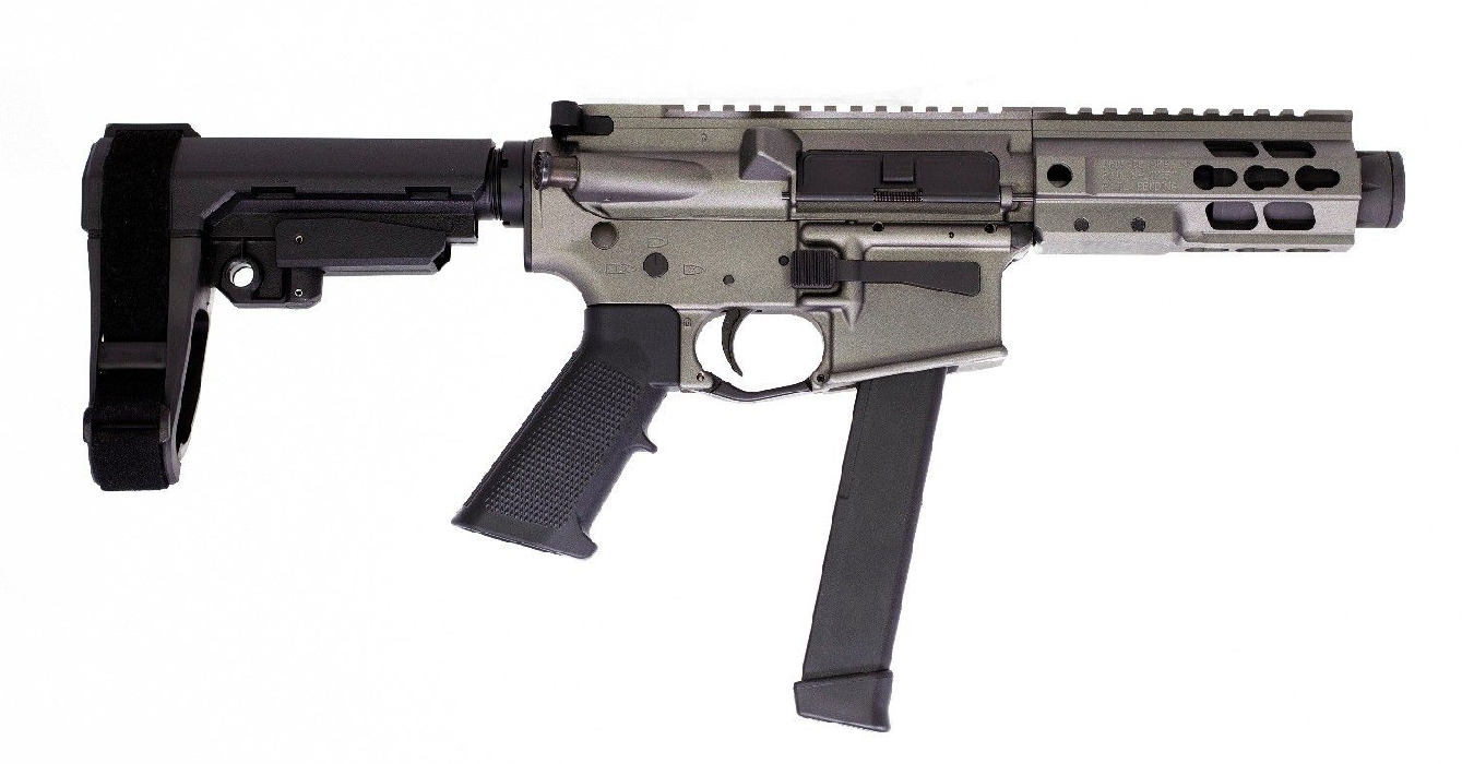 9mm AR-15 Pistol with Tungsten Cerakote Finish and SBA3 Tactical Brace