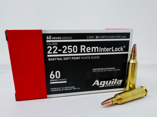 Aguila 22-250 Remington, 60gr, Boat Tail Soft Point, 20rd Box