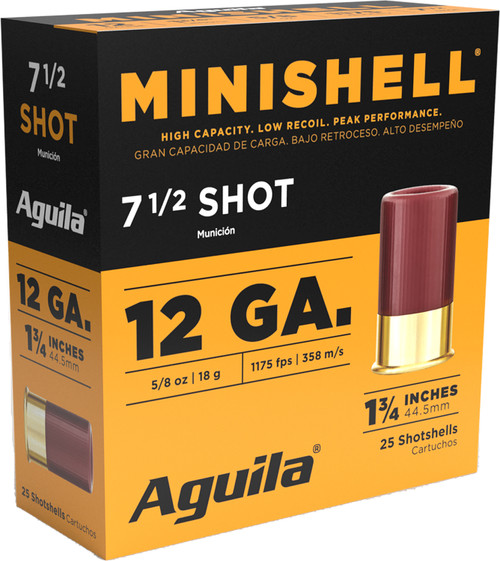 Aguila Minishell 12 Ga, 1.75″, 5/8 oz, 7.5 Shot, 25rd Box