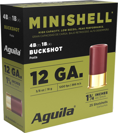 Aguila Minishell Buckshot 12 Ga, 1.75″, 5/8 oz, 4B/1B, 25rd Box