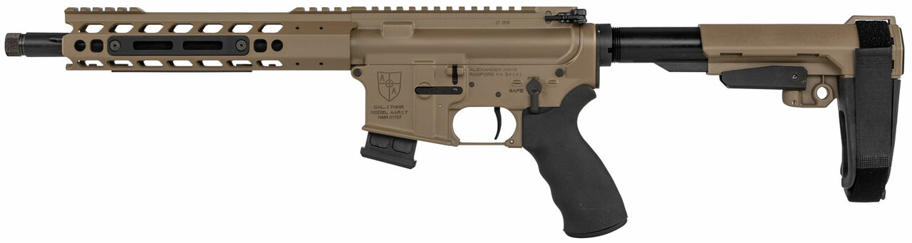 Alexander Arms Highlander 17 HMR, 11″ Barrel, SBA3, Flat Dark Earth, 10rd