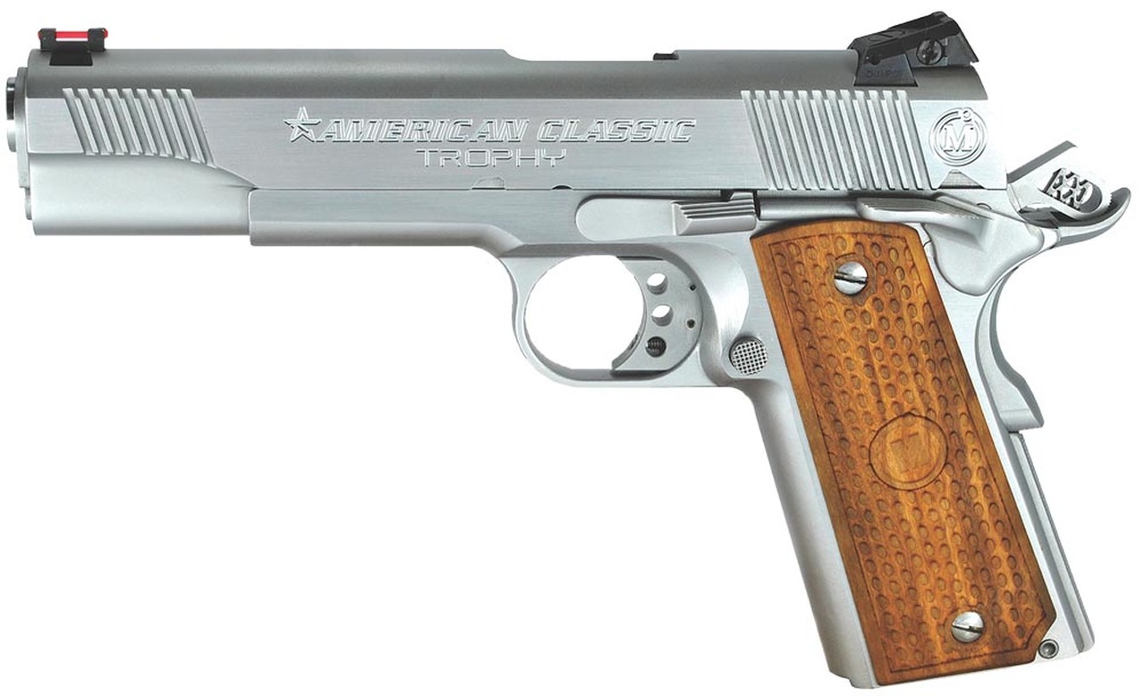 American Classic Trophy Model, 1911, 45 ACP, 5″ Barrel Hard ChromeFinish Novak Sights 8rd Mag