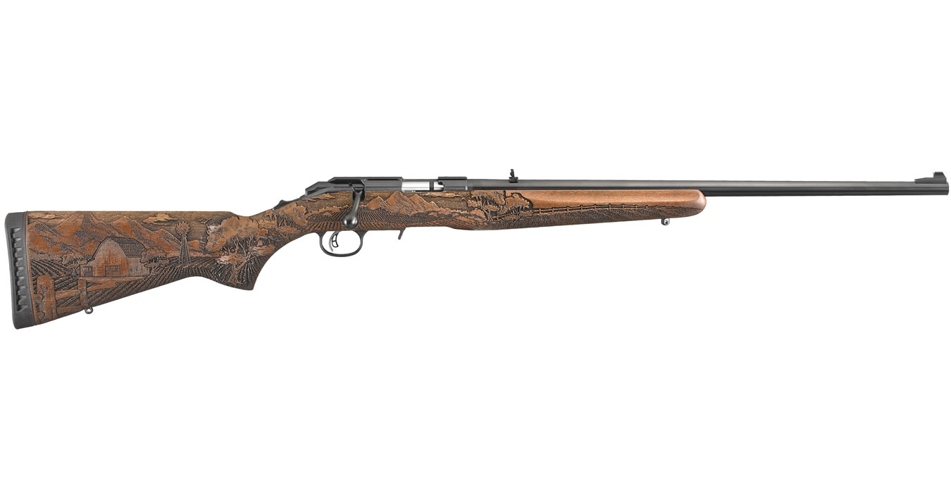 American Rimfire 17HMR Bolt-Action Rifle with Carved American Farmer Stock