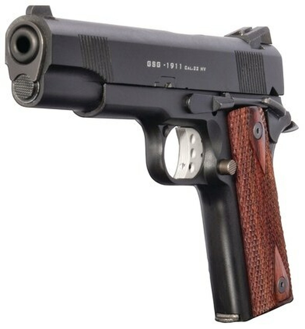 American Tactical, M1911, Semi-automatic, 22 LR, 5″ Barrel, Blued, Wood Grips, 10Rd, Threaded