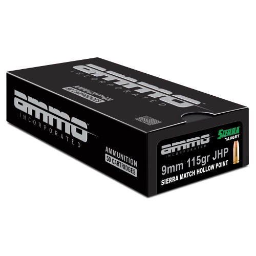 Ammo Inc Self Defense 9mm, 115gr, Sierra Match Jacket Hollow Point, 50rd Box