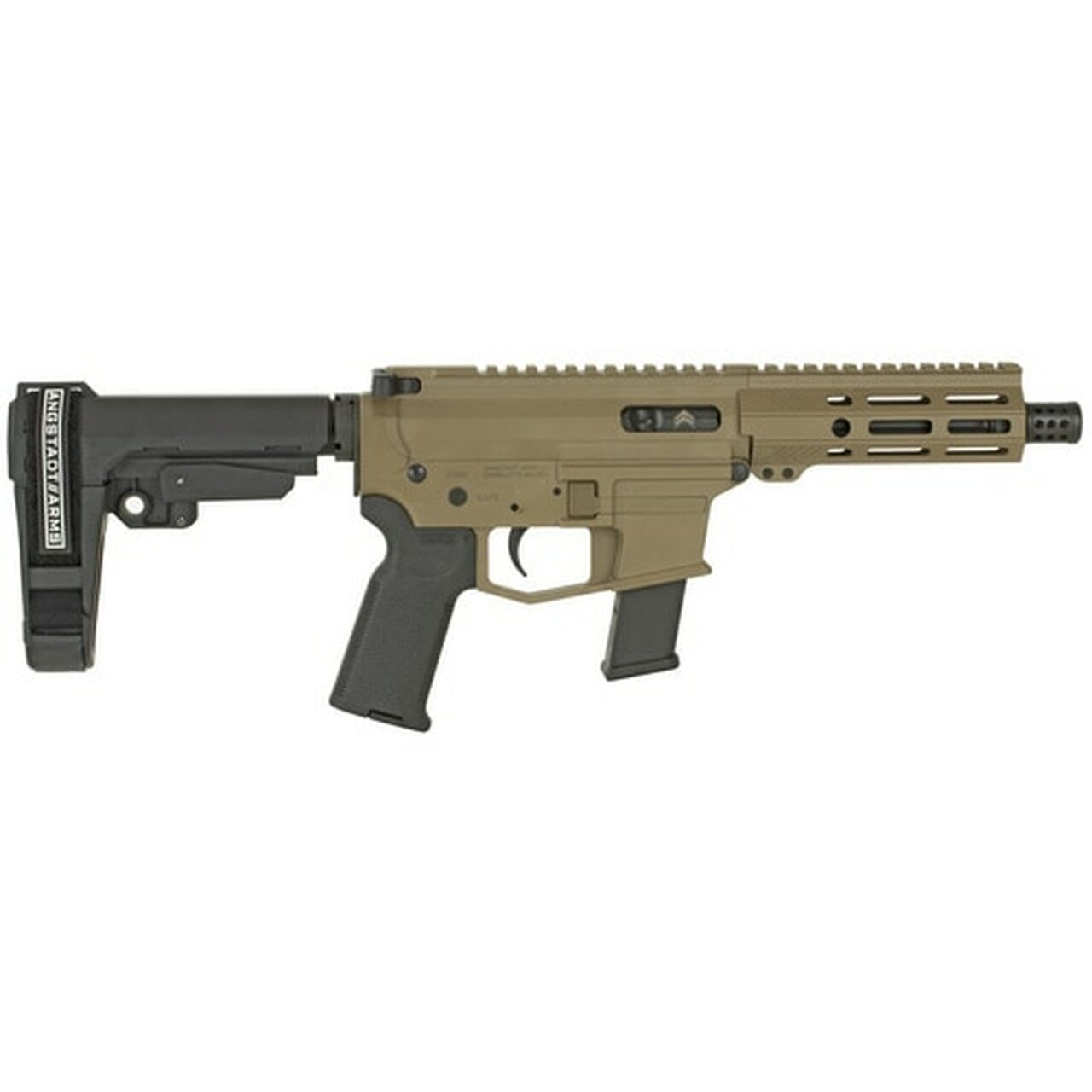 Angstadt Arms, UDP-9 AR-15 Pistol, 9MM, 6″ Barrel Flat Dark Earth, SBA3 Brace, M-LOK Handguard 15rd Glock Mag