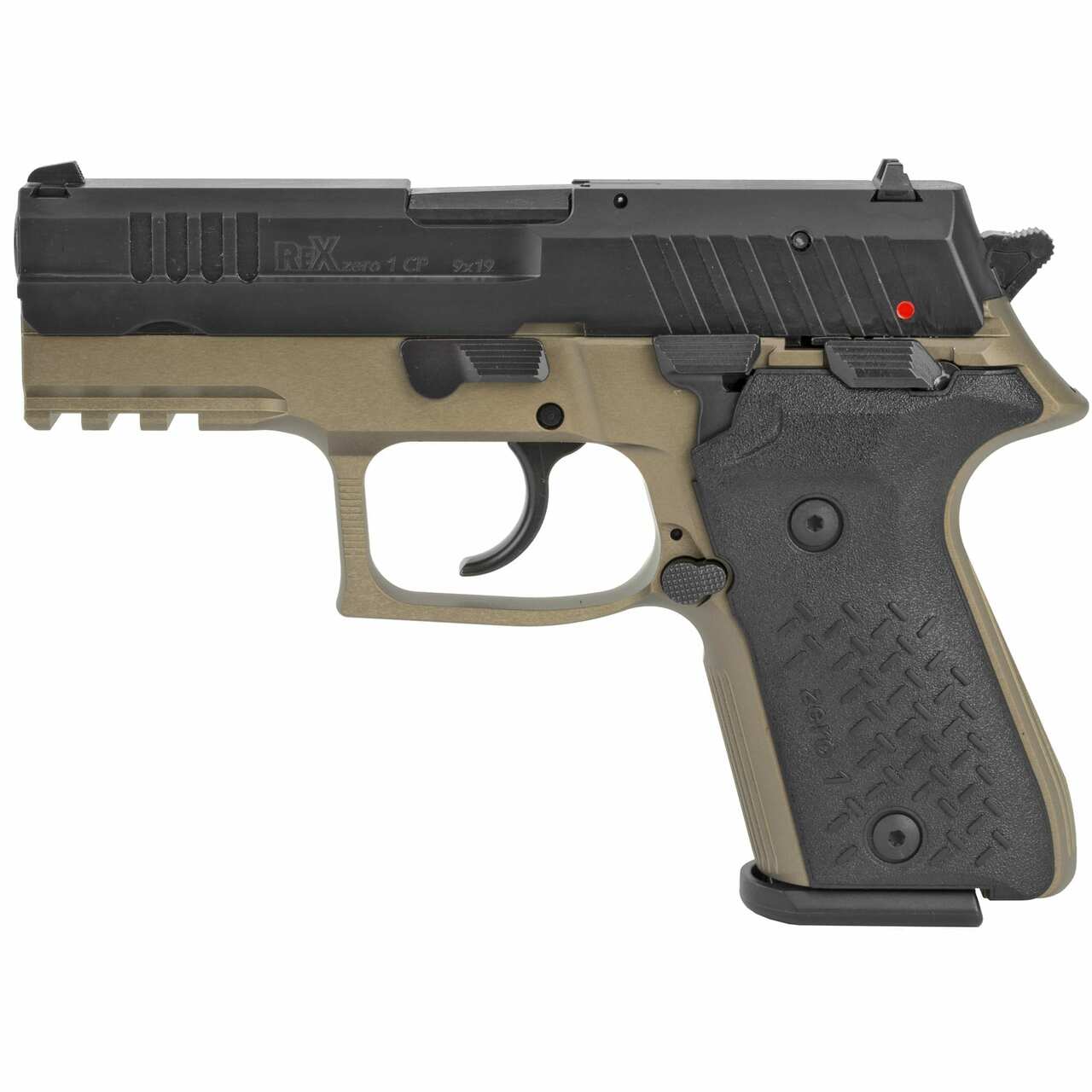 Arex Rex Zero 1 Compact 9mm, 3.85″ Barrel, Contrast Sights, Flat Dark Earth, 15rd