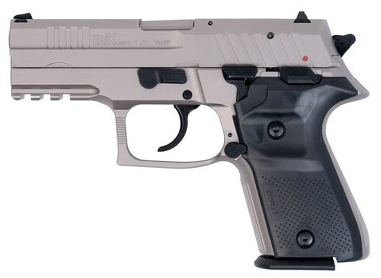 Arex Rex Zero 1 Compact Single/Double 9mm 3.85″ Barrel, Black Polymer Grip Nickel Frame/Slide, 15rd