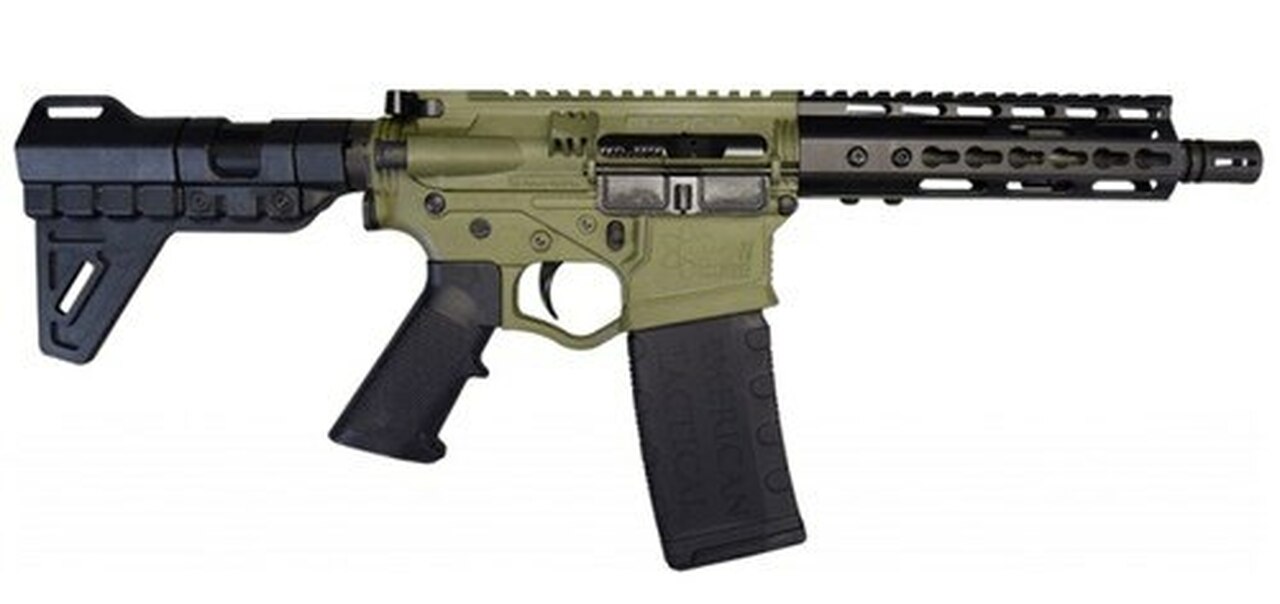 ATI Omni Hybrid Maxx P4 5.56/.223, 7.5″ Barrel, Keymod, Blade Brace, Battlefield Green, 30rd