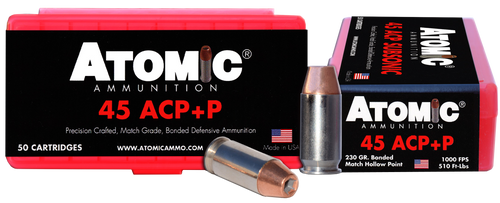 Atomic Ammunition Precision Craft 45 ACP +P, 230gr, Bonded Match Hollow Point, 50Bx/10Cs