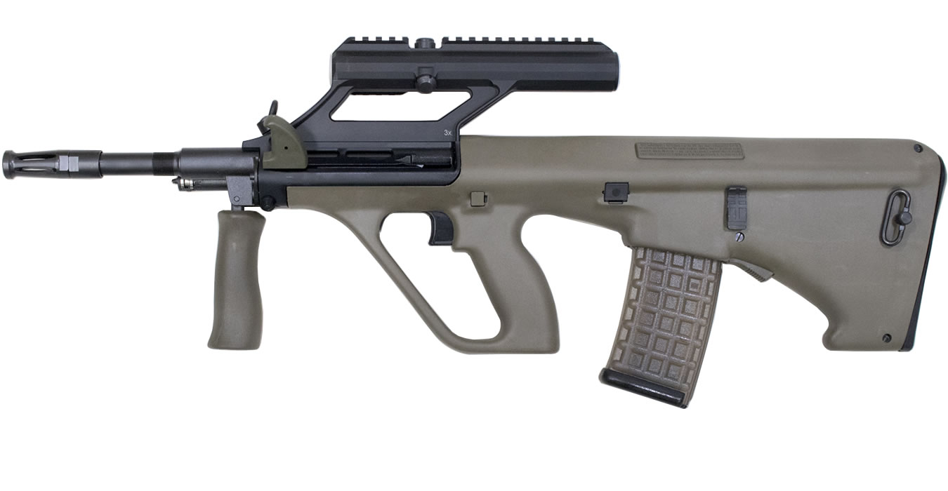 Aug A3 M1 5.56mm Bullpup Rifle with 3x Optic and Green Stock