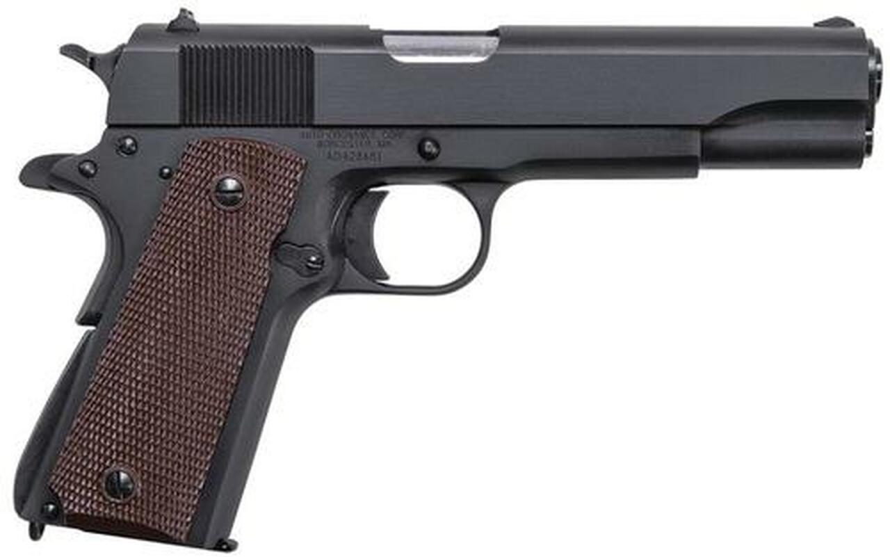 Auto Ordnance 1911 Matte Black Single 45 ACP 5.0″ Barrel, Brown Checkered Grp Black, 7rd