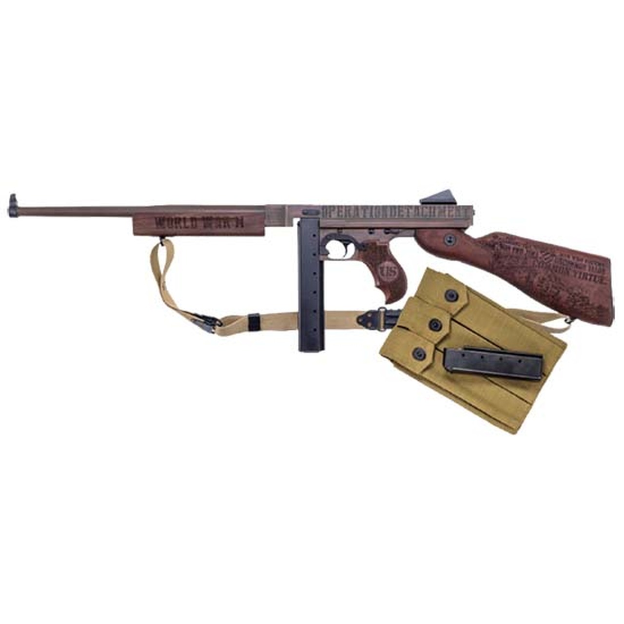 Auto Ordnance Iwo Jima Commemorative M1 Thompson Rifle, 45 ACP, 16.5″ Barrel, Engraved Olive DrabGreen under Distressed Copper Cerakote, 30rd Mag