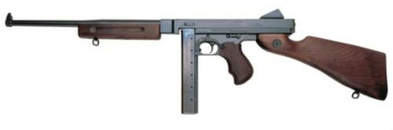 Auto Ordnance M1 Thompson 45 ACP, 16.5″ Barrel, Black, Walnut Stock, Fixed Sights, 30Rd Mag