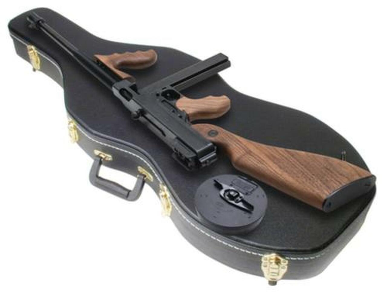 Auto Ordnance Thompson Model 1927-A1 Deluxe 45 ACP, 16.5″ Barrel, Blued, Walnut Stock, 50rd Drum, 20rd Stick Mags, Violin Case