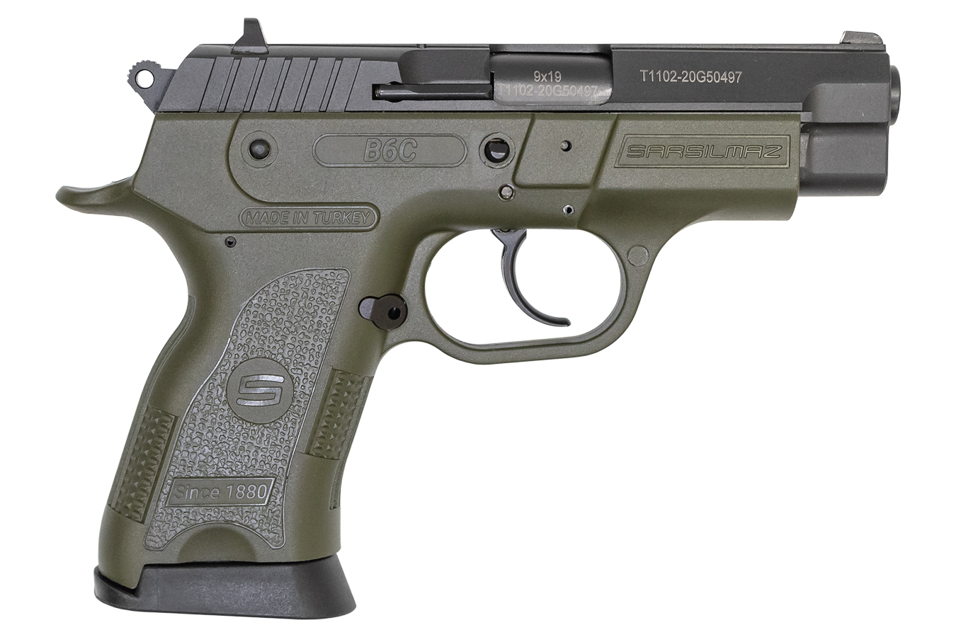 B6C Compact 9mm Pistol with OD Green Frame