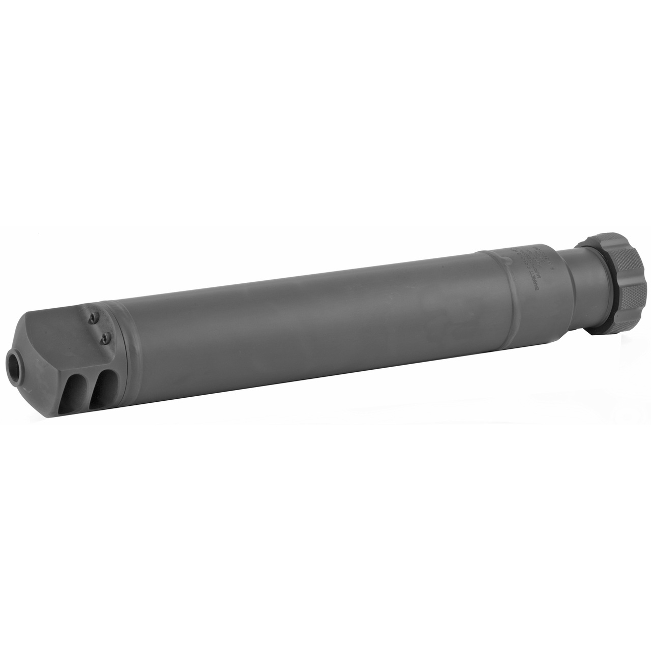 Barrett, QDL Rifle Suppressor, .50 BMG, 17.11″ Long, Adds 12.73″ in Length, 2.5″ Diameter, 4.88 Pounds, 23dB Reduction, Quick Detach 1/4 Turn Lock Ring Mount, Made from 4130 Steel