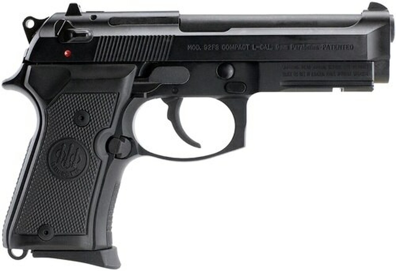 Beretta 92 Compact, Rail 9mm 4.25 Barrel, Black Synthetic Grip Black Bruniton Finish, 10rd