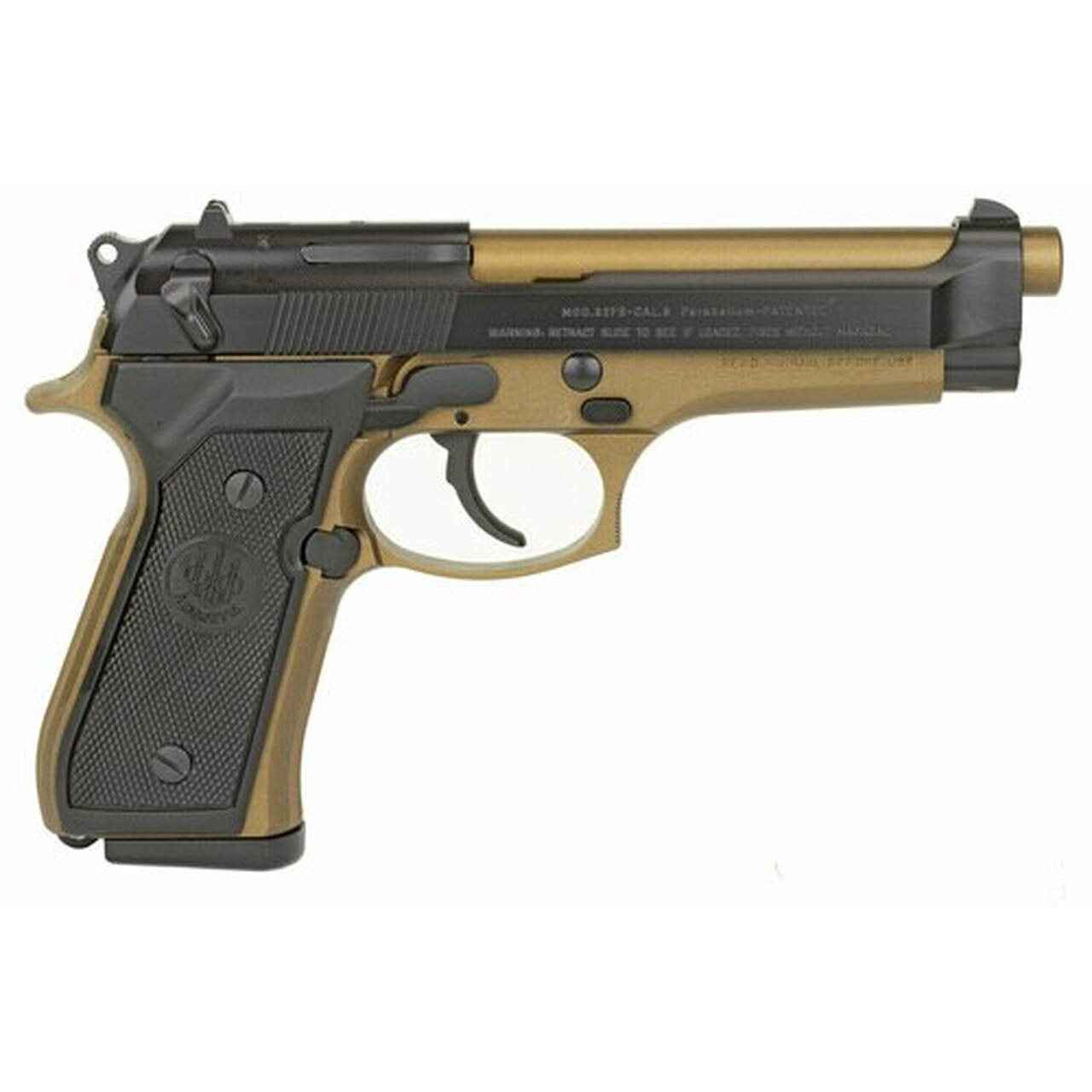 Beretta 92FS 9MM, 4.9″ Barrel Burnt Bronze Finish Ambi Safety 3 Dot Sights 2- 15rd Mags