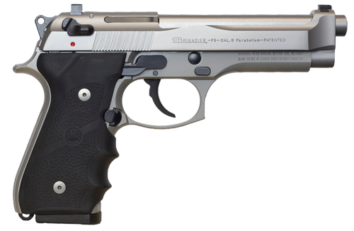 Beretta 92FS Brigadier 9mm, 4.9″ Barrel, Silver Slide, 3 Dot Sights, 10rd