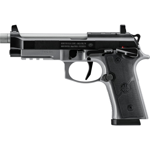 Beretta 92XI 9mm, 5.1″ Threaded Barrel, Silver Frame, Optic Ready, 18rd
