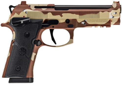 Beretta 92XI Combat 9mm, 4.7″ Barrel, Chocolate Chip Cerakote, Black Grip, 10rd