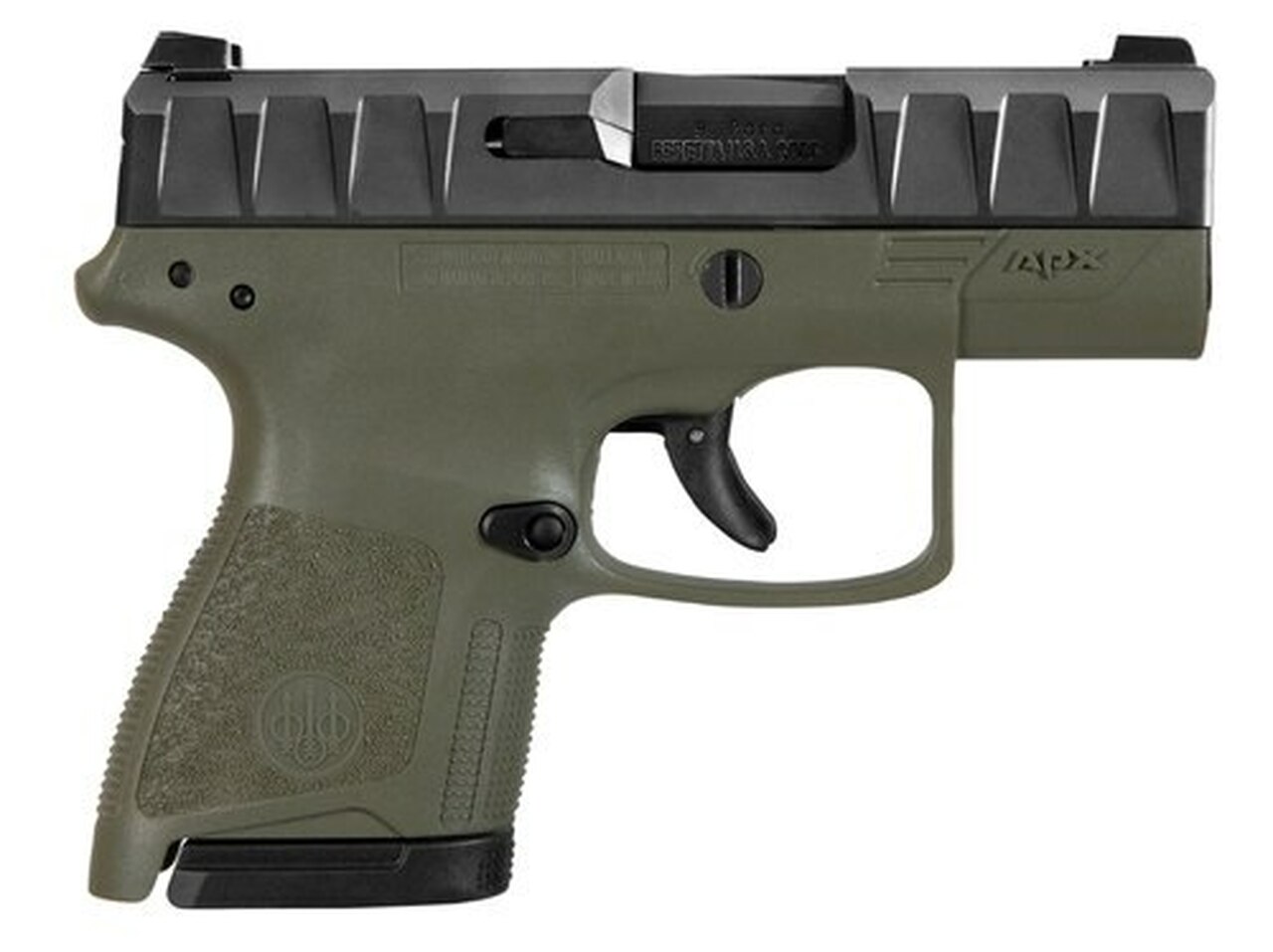 Beretta APX Carry 9mm, 3.07″ Barrel, Black Slide, OD Green, 6rd / 8rd