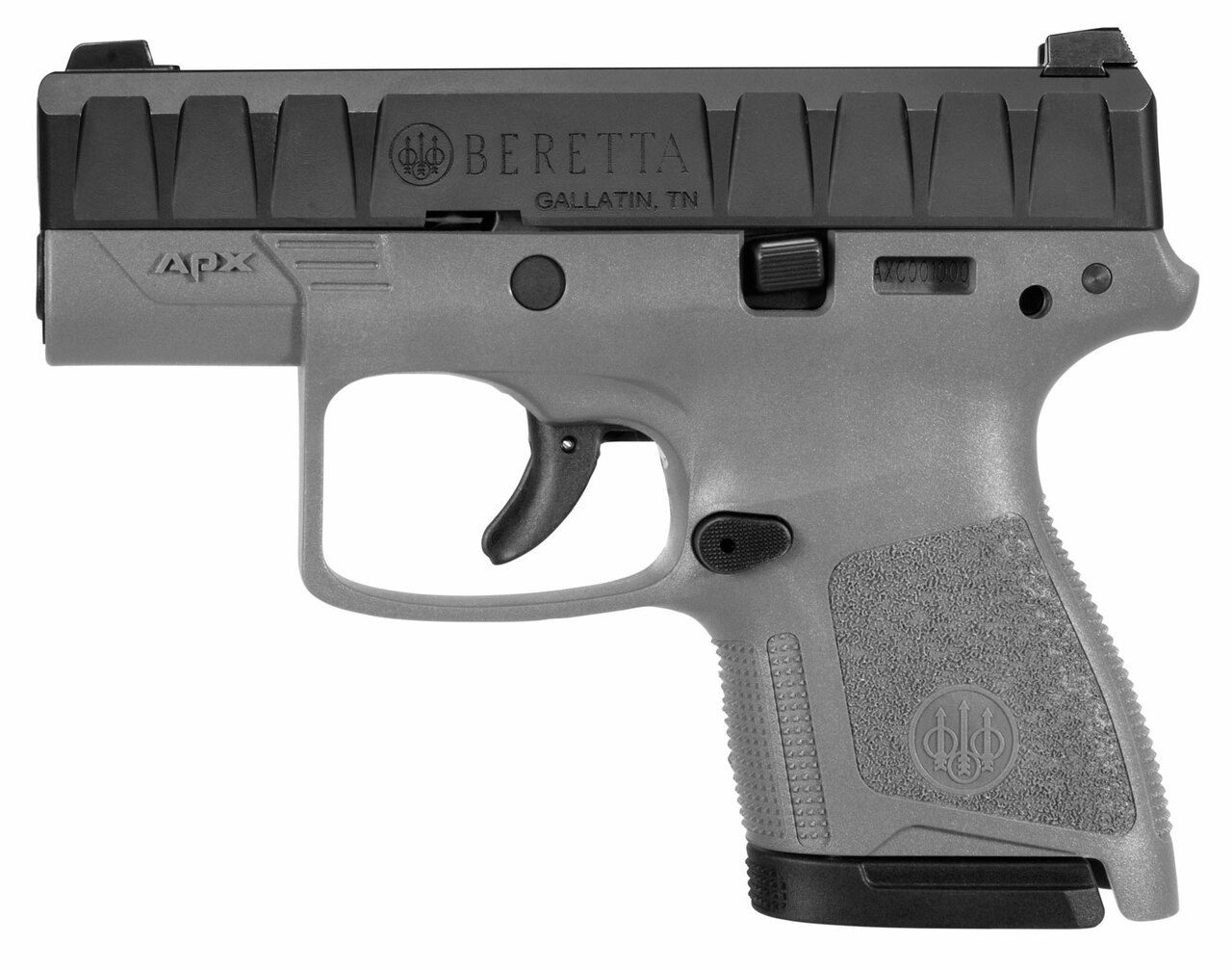 Beretta APX Carry 9mm, 3.07″ Barrel, Wolf Gray Grip, Black, Serrated Slide, 6rd+8rd Mags