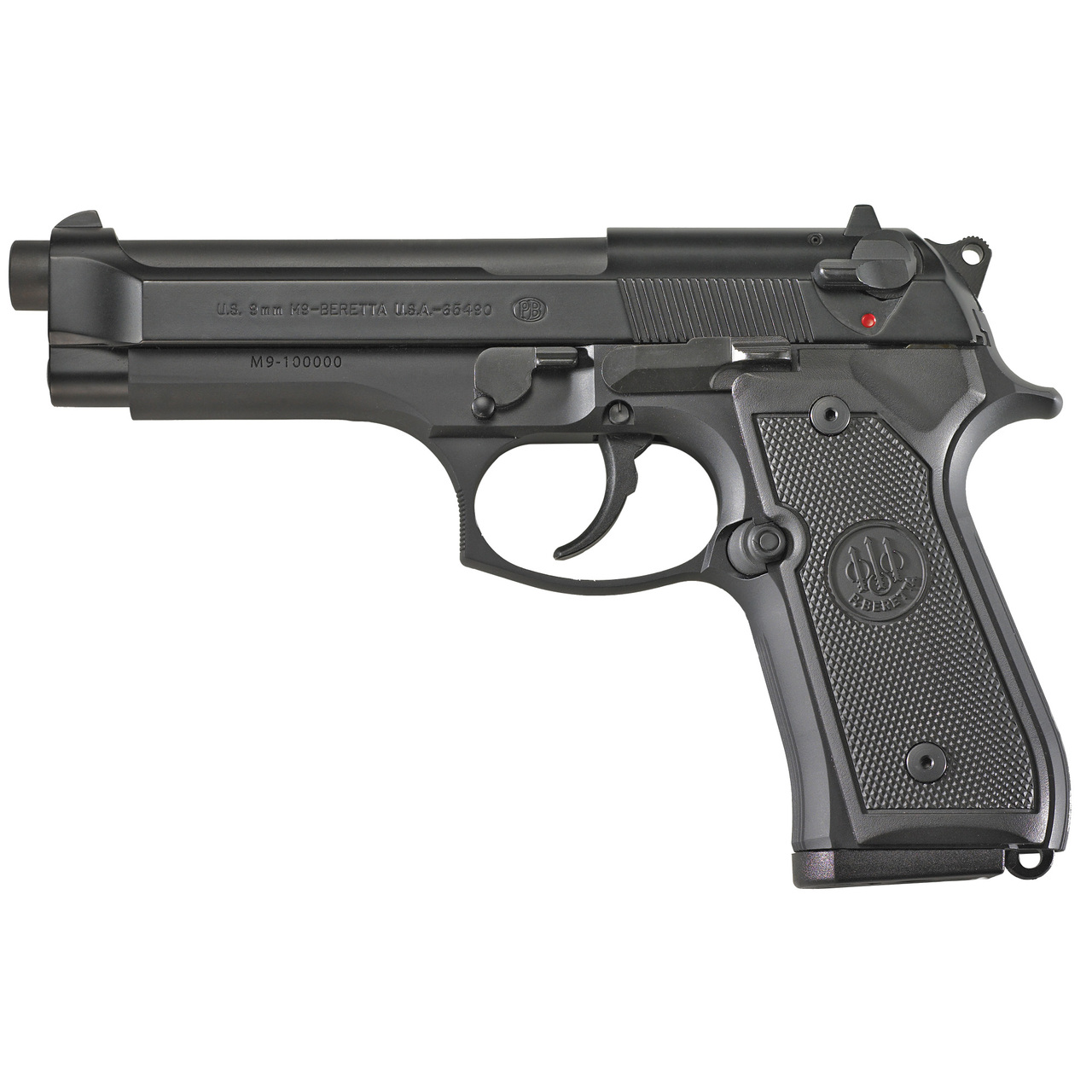 BERETTA M9 9MM, CA Legal, 4.9″ Barrel; Blue Finish, Ambi safety, 10RD Mag
